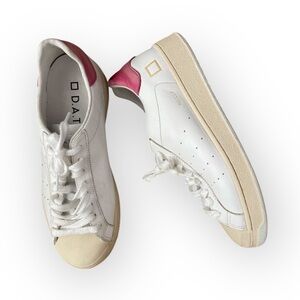 D.A.T.E. White & Pink Low-Top Sneakers - Women's Size 6.5